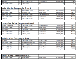 2017 Hurling Championship - Adult Teams Schedule