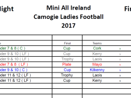 Finals Night - Mini All Ireland Camogie &Ladies Football 2017
