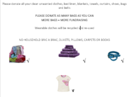 Camogie Textile Recycling  Friday 16th & Saturday 17th November 2018