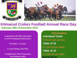 Kilmacud Crokes Football Annual Race Day Fundraiser - Saturday December 28th