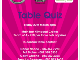 Kilmacud Crokes / BCI M2M 2020 Table Quiz FRiday March 27th 8pm in Club