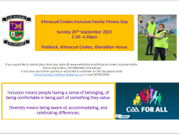 Kilmacud Crokes Inclusive Family Fitness Day  Sunday September 26th