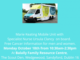 MARIE KEATING MOBILE UNIT VISIT TO BALALLY FAMILY RESOURCE CENTRE