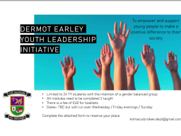 Dermot Early Youth Leadership Initiative - Calling All TY Students 