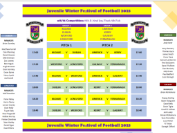 Week 2 - Winter Festival of Football 5pm on Sunday Colaiste Eoin