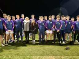 Players with Karen Beggins  after final training