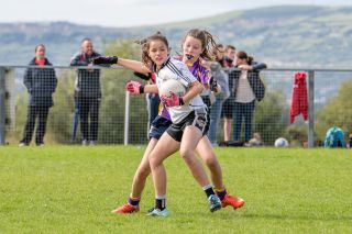 Kilmacud Crokes Under 12 Ladies Footballers at Carryduff GAA blitz in Belfast on 25th of August
