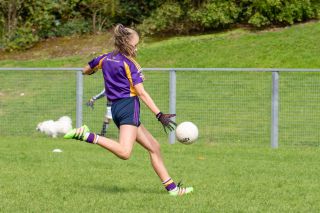 Kilmacud Crokes Under 12 Ladies Footballers at Carryduff GAA blitz in Belfast on 25th of August