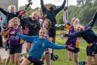 Kilmacud Crokes Under 12 Ladies Footballers at Carryduff GAA blitz in Belfast on 25th of August