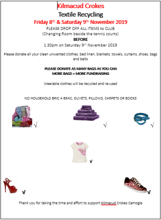 Kilmacud Crokwes Camogie Textile Recycling Drive 