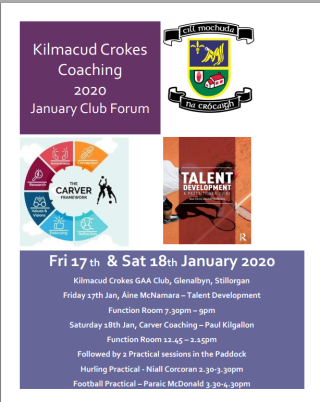 Kilmacud Crokes Coaching 2020 17th / 18th January