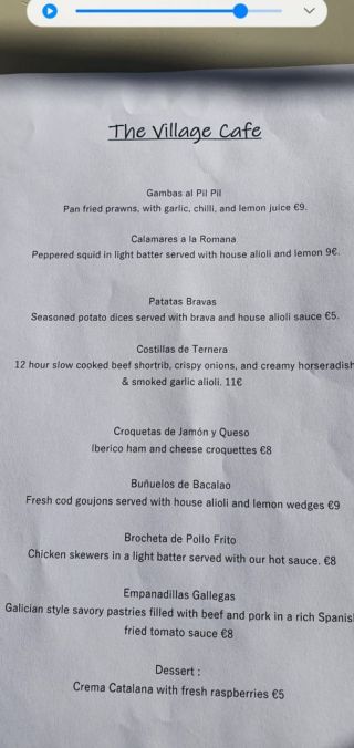 Spanish Tapas At the Village Cafe  Friday  September 24th