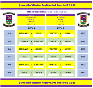 Winter Festival of Football - U13/14 Round 2 - Saturday January 21st - 5pm to 7pm
