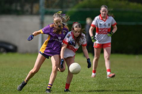 Crokes number 23 and Whitehall Colmcille's player vying for the ball