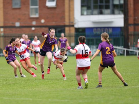 Kilmacud no 5 tackling for the ball